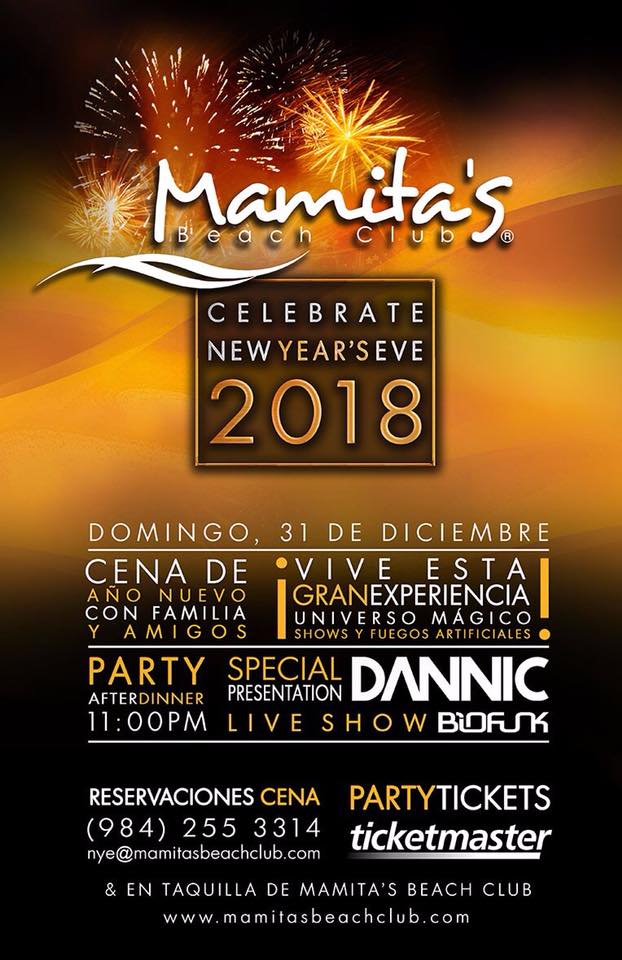  NYE 2018 Mamita’s Beach Club, the best party ever!