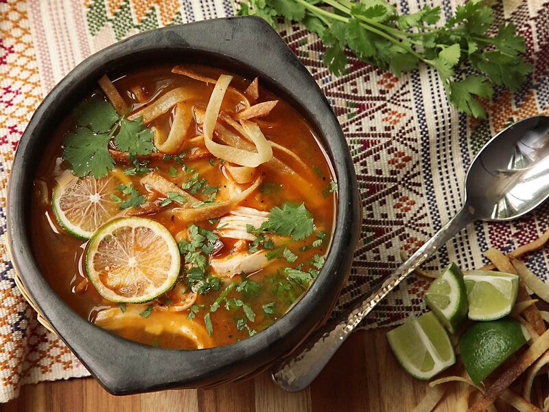 Chicken and lime soup, a tradicional dish from Yucatan cuisine