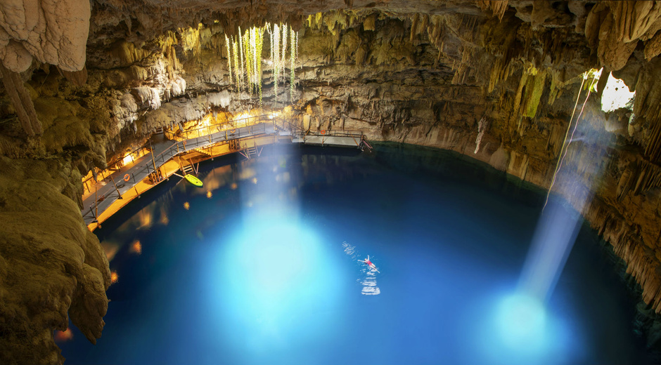 Chukum cenote located in the Riviera Maya in the colonial city of Valladolid in Yucatan